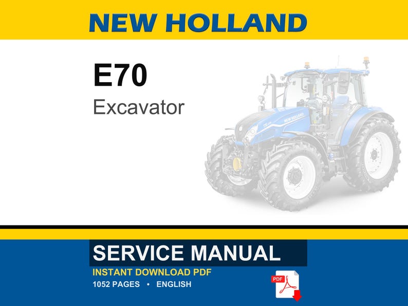 New Holland E70 Midi Bandgrävmaskin Service och reparation Verkstadsmanual | Direkt PDF-nedladdning bild 1