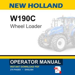 New Holland W190C Wheel Loader Operator Owners Operation Manual | Instant PDF Download image 1