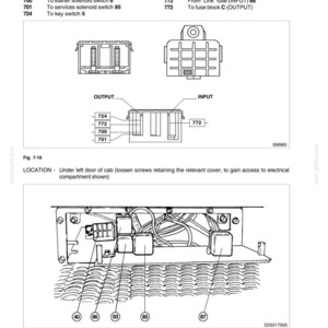 Pu&ograve; includere: Schema di un sistema elettrico con etichette e schemi. Include una scatola di derivazione, dettagli di cablaggio e diagrammi dei blocchi fusibili. Il testo include "Sistema elettrico" e precauzioni di sicurezza.