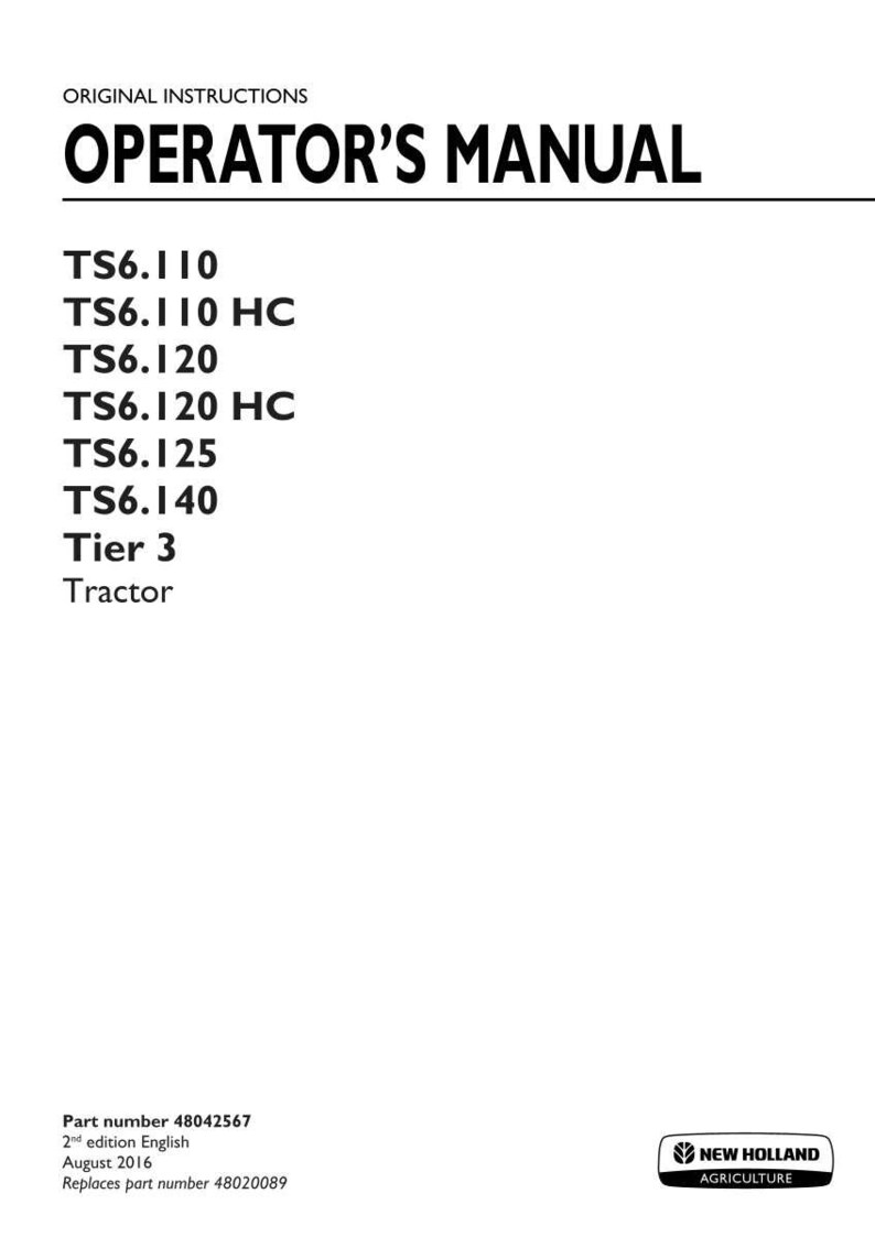 New Holland Ts6.110, Ts6.120, Ts6.125, TS6.140 HC Tier 3 Tractor Operator Owners Operation Manual | Instant PDF Download image 3