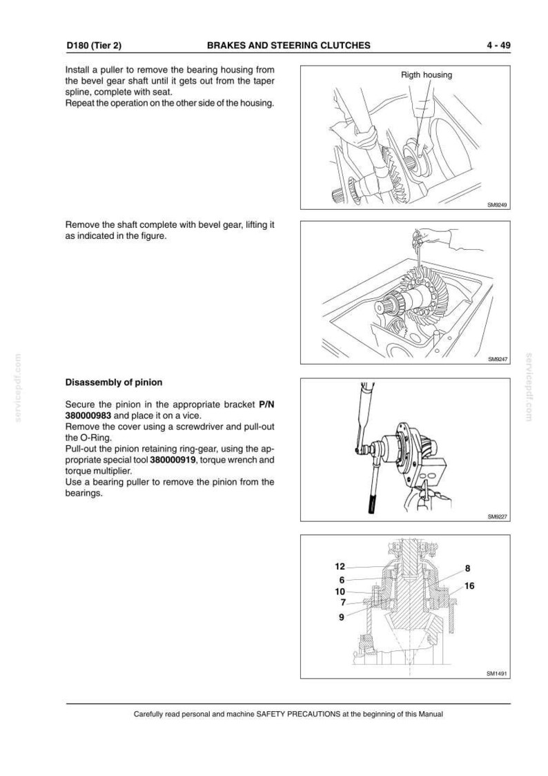 May include: Diagrams and instructions for brake and steering clutch repair. Includes illustrations of components, tools, and procedures. Text includes part numbers and safety precautions.