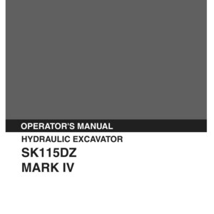 Kobelco Sk115dz MARK IV Hydraulic Excavator Operator Owners Operation Manual | Instant PDF Download image 2