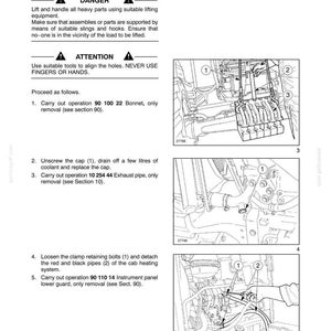 May include: Page from a technical manual detailing clutch removal and installation procedures. The page includes diagrams, numbered steps, and safety warnings. The text is in English, with measurements in liters.