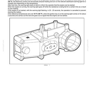 May include: Line drawing of a grid heater, an electrical component for cold start aid. The diagram shows the heater's overview, including its resistance and function in pre/post heating operations. Text includes technical details.