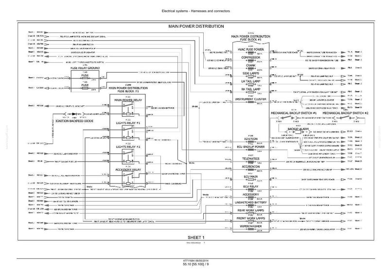 Puede incluir: Un diagrama detallado del sistema el&eacute;ctrico, que presenta una compleja red de l&iacute;neas, componentes y etiquetas. El diagrama incluye secciones para la distribuci&oacute;n principal de energ&iacute;a, fusibles, rel&eacute;s y varios componentes el&eacute;ctricos, interconectados.