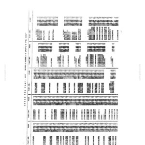 May include: A black and white technical document page titled INDEX FOR PART NO. containing a structured table with multiple columns listing part numbers and their corresponding page numbers, organized in a grid format with clear vertical lines.