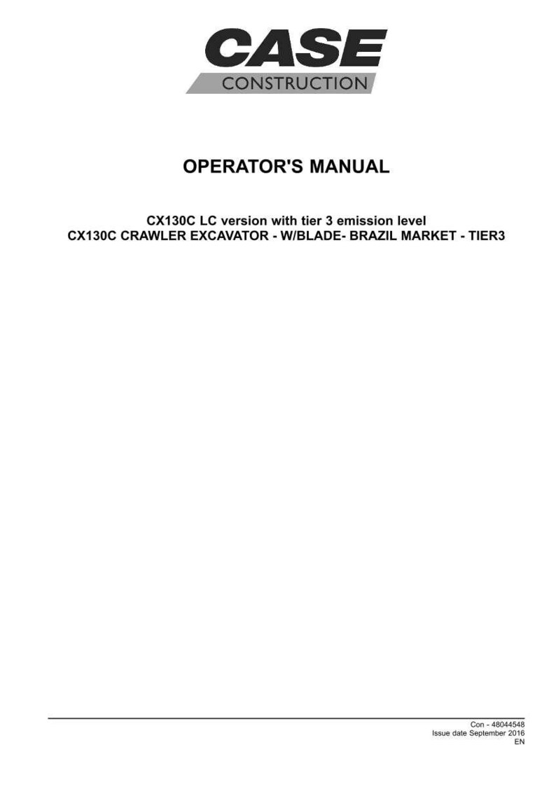 May include: White document with the "CASE CONSTRUCTION" logo at the top. The text reads "OPERATOR'S MANUAL" and details about the CX130C crawler excavator, including the version, emission level, and market. The issue date is September 2016.