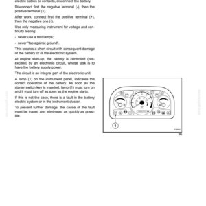 May include: Diagram of a vehicle instrument panel with gauges and warning lights. The panel includes a speedometer, fuel gauge, and other indicators. The text reads "Electrical System - Voltage and Continuity Check."