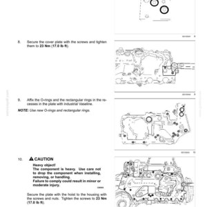 May include: A technical service manual page for a Continuously Variable Transmission (CVT) featuring black and white line drawings of mechanical components, O-rings, and cover plates with assembly instructions and torque specifications of 23 Nm.