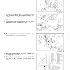 May include: Diagram of an engine fuel injection system with numbered components and instructions. The image includes text instructions for marking and aligning engine parts, with measurements and reference points.