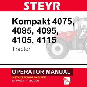Steyr Kompakt 4075, 4085, 4095, 4105, 4115 Tractor Operator Owners Operation Manual | Instant PDF Download image 1