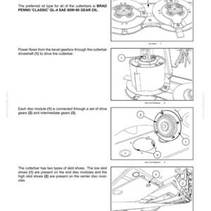 Puede incluir: Diagrama t&eacute;cnico de una barra de corte de disco, que detalla sus componentes. Incluye ilustraciones de la barra de corte, engranajes de transmisi&oacute;n y patines. Etiquetas de texto identifican las piezas clave y sus funciones.