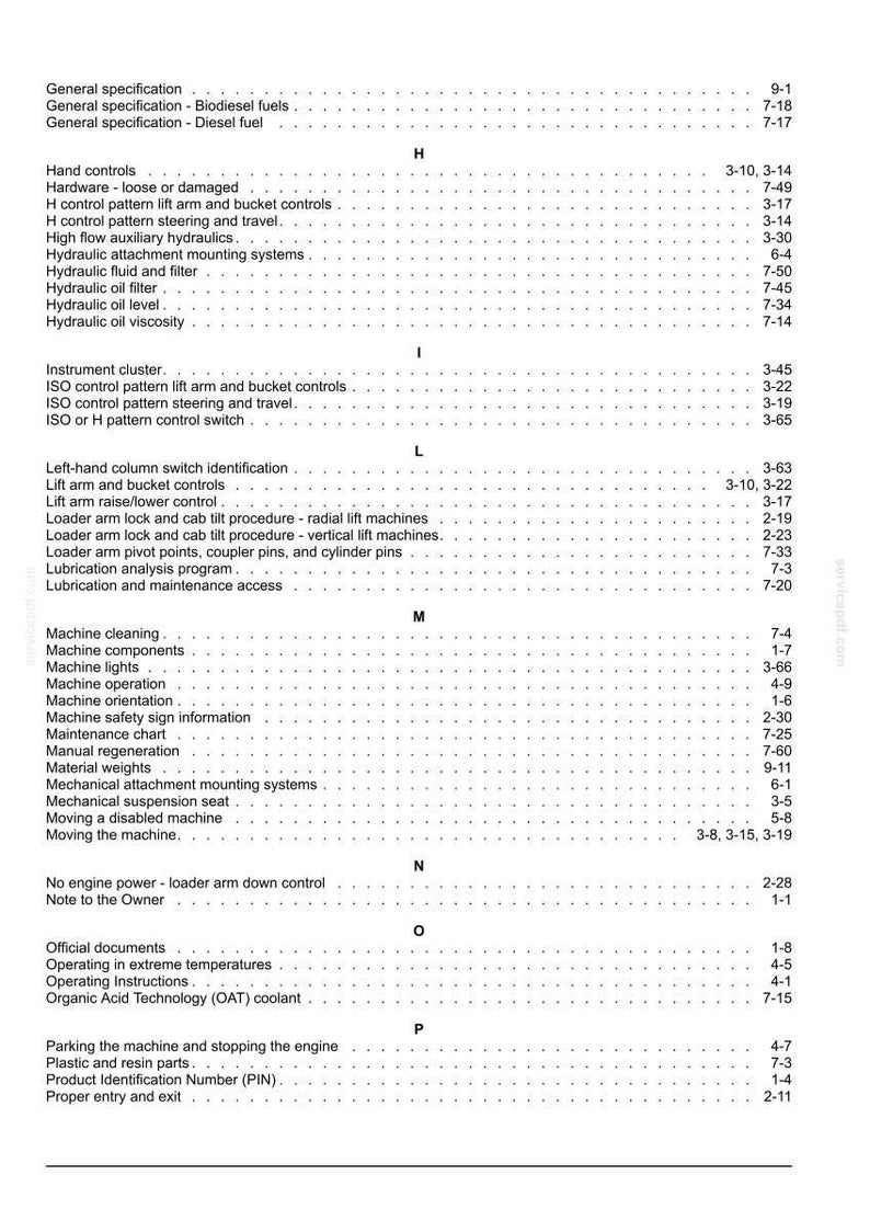 May include: A detailed technical manual page with a list of specifications, controls, and maintenance procedures for a machine. The text is black on a white background, with numbered sections and subheadings.