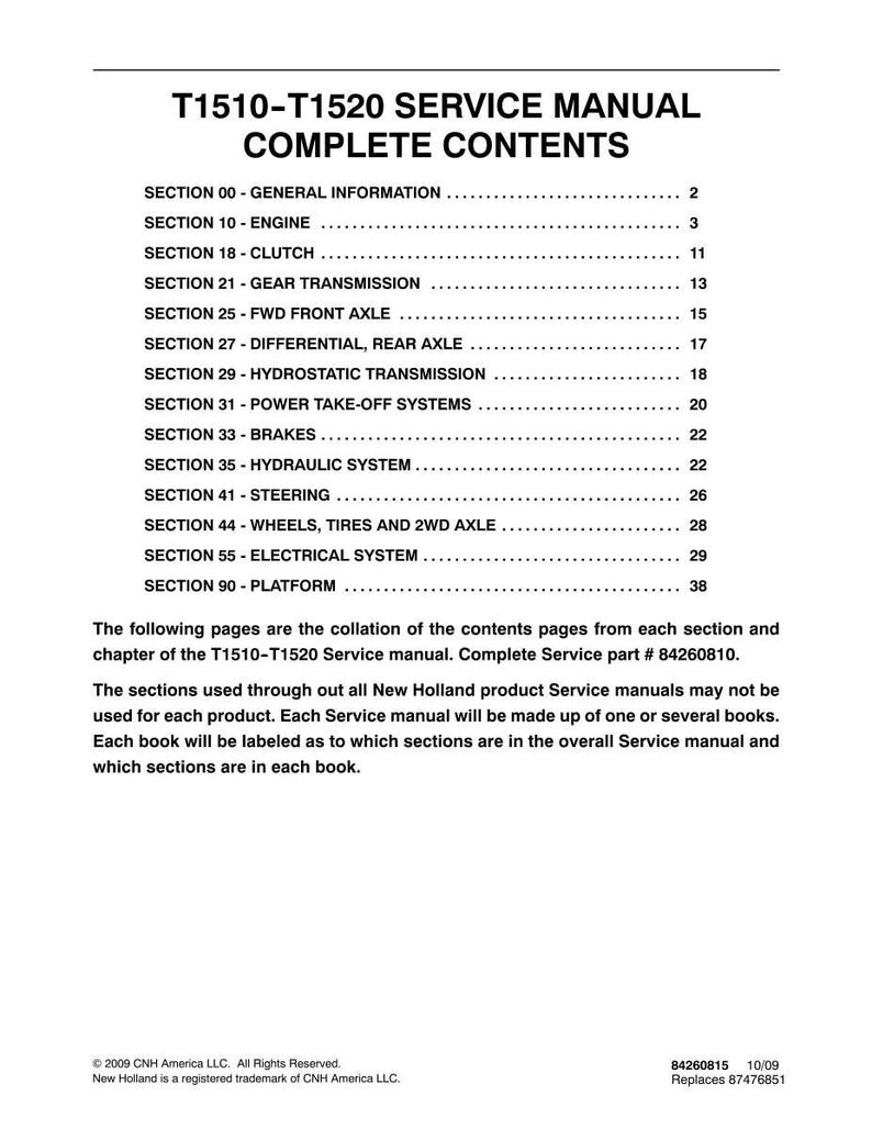 New Holland T1510, T1520 Tractor Service Repair Workshop Manual Pdf | Instant Pdf Download image 3