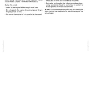 Peut inclure: Une page d'un manuel d'instructions intitul&eacute; "Rodage d'une nouvelle machine". Le texte fournit des directives pour le rodage du moteur, notamment le r&eacute;chauffement du moteur, l'&eacute;vitement d'un fonctionnement prolong&eacute; &agrave; haute puissance et la v&eacute;rification des instruments.