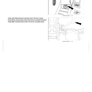 May include: Diagram from a manual showing working operations. The image includes two diagrams with arrows pointing to specific parts. Text describes the function of the parts in Uni-Aux and Bi-Aux modes. The page number is 6-45.