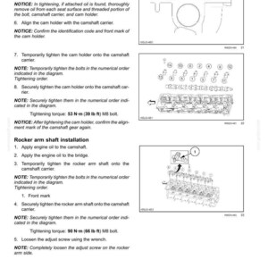 May include: Diagram of engine components, including a crankshaft and flywheel, with instructions for assembly. Includes torque specifications in foot-pounds and illustrations of parts.