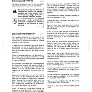 May include: A technical handbook page with the title "Fundamental Safety Instructions" and the model number LW80. The page includes warnings, symbols, and organizational measures for machine operation, with text and safety icons.