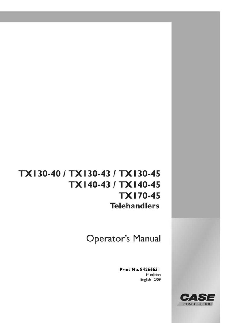 May include: White Operator's Manual for Case Construction Telehandlers. The manual includes model numbers TX130-40, TX130-43, TX130-45, TX140-43, TX140-45, and TX170-45. The cover features the Case Construction logo and print information.