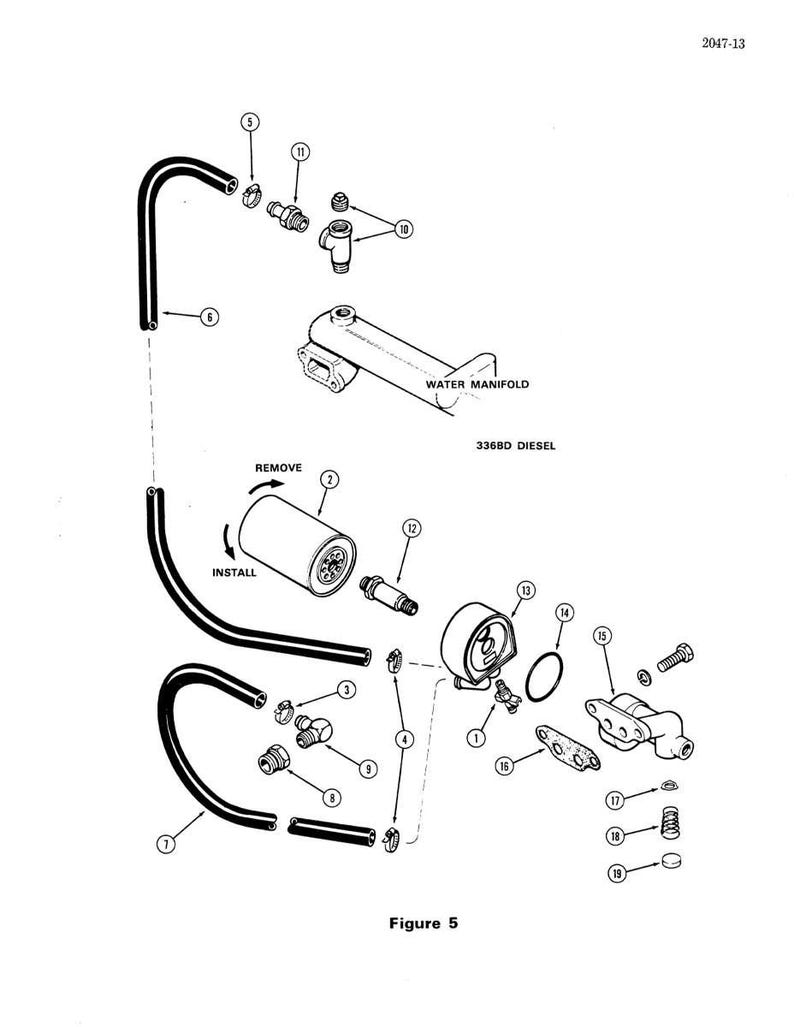 May include: An exploded diagram of a diesel engine's water manifold and related components. The image includes a water manifold, hoses, a filter, and various fittings. Text includes "WATER MANIFOLD" and "3368D DIESEL".