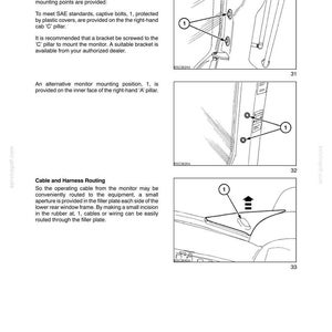 Peut inclure: Une page de manuel technique intitul&eacute;e SECTION 2 - CONTROLS, INSTRUMENTS, AND OPERATION, d&eacute;taillant l'installation d'un moniteur d'outil. Elle comprend trois sch&eacute;mas num&eacute;rot&eacute;s 31, 32 et 33, montrant les points de montage et le passage des c&acirc;bles.
