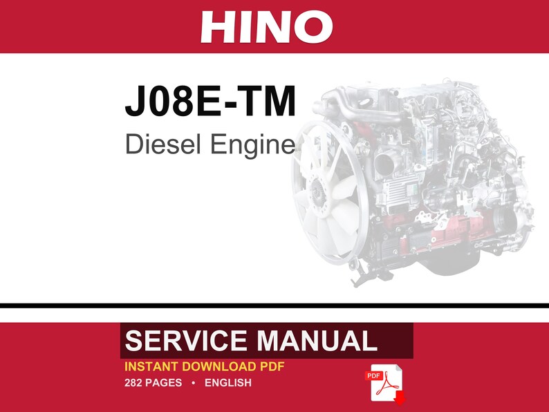 Hino J08E-TM Diesel Engine Service Repair Workshop Manual | Instant PDF Download image 1