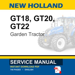 New Holland Gt18, GT20, GT22 Garden Tractor Service Repair Workshop Manual | Instant PDF Download image 1