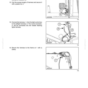 Pu&ograve; includere: Diagrammi tecnici che illustrano i componenti del sistema elettrico e i collegamenti dei cavi. Include primi piani di cablaggi, connettori e una scatola di controllo luci. Etichette di testo e numeri identificano parti e passaggi.