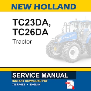 Manual de servicio y reparación para tractores New Holland TC23DA y TC26DA / Descarga instantánea en PDF imagen 1
