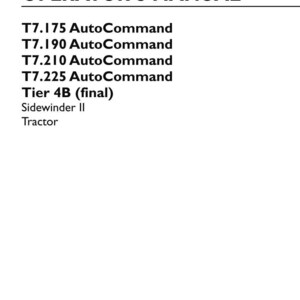 May include: An operator's manual for New Holland T7.175, T7.190, T7.210, and T7.225 AutoCommand Tier 4B tractors. The white cover features black text, the New Holland Agriculture logo, part number 47948836, 2nd edition, and September 2016 date.