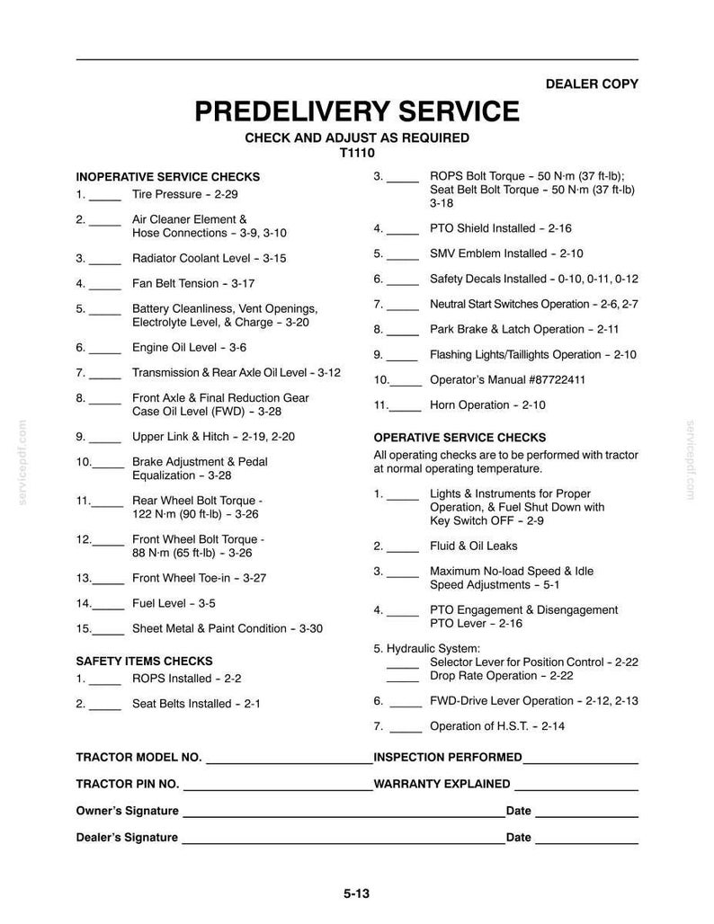 New Holland T1110, 230GM Tractor Operator Owners Operation Manual | Instant PDF Download image 11
