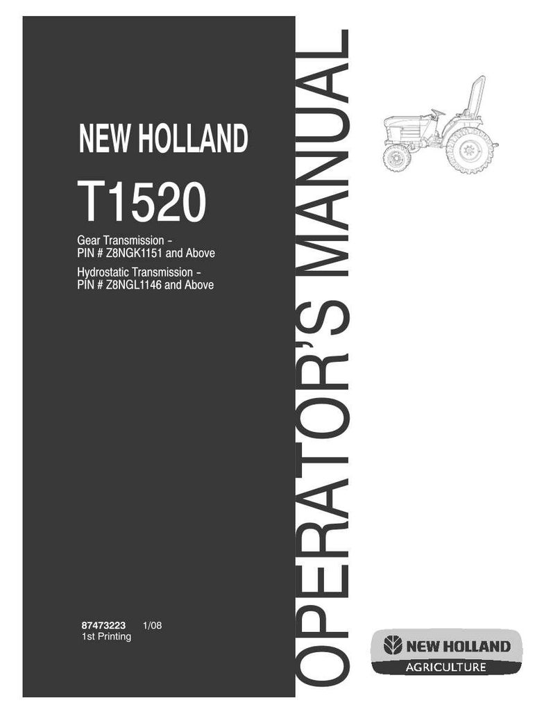 New Holland T1520 Tractor Operator Owners Operation Manual | Instant PDF Download image 3