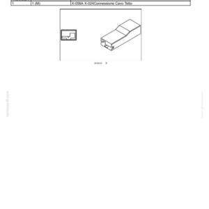 May include: A technical diagram of an electrical connector labeled CONNECTOR J-002A - 25A socket. The document includes a table with pin number 1, wire number 1 (M), and circuit reference X-056A X-024Connessione Cavo Tetto, alongside line drawings.