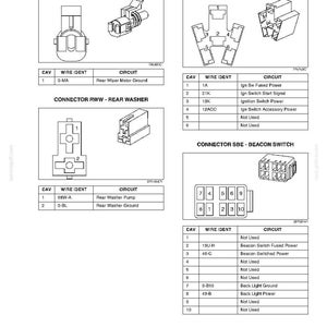 May include: Diagram of automotive electrical connectors, including rear wiper motor ground, ignition switch, rear washer, and beacon switch. Each connector is labeled with wire identifiers and circuit descriptions.