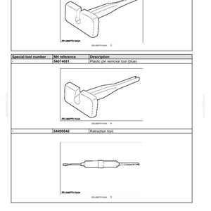 以下が含まれることがあります： 3つの工具のイラストが描かれた技術図。最初のものは、長方形のヘッドと細長いアームを持つ工具です。2つ目は青いプラスチック製のピンリムーバーです。3つ目は格納ツールです。