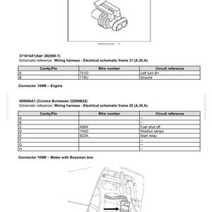 May include: Diagram of an electrical power system, including wiring harnesses and connectors. The image includes schematics for turn signals, engine components, and other electrical elements. Text includes part numbers and circuit references.