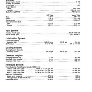 May include: A detailed specification sheet for a 385 engine, including measurements in inches, pounds, and U.S. gallons. The sheet lists engine speeds, bore, stroke, and hydraulic system details. The document is printed in England.