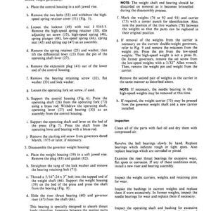 May include: A page from a Detroit Diesel 71 (Vehicle) manual, dated July 1983, detailing the Limiting Speed Governor. The text provides instructions for disassembly and inspection of components like bearings and weights. Measurements are in inches.