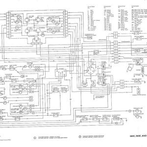 May include: A black and white electrical schematic for a 584E, 585E, and 586E forklift. The diagram illustrates circuits, components, and wiring connections. Text labels and symbols are used to identify each part of the system.
