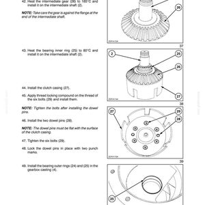 May include: Diagram of intermediate shaft installation with labeled parts, including gears, bearings, and bolts. The text reads "SECTION 23 - 4WD LINES" and provides instructions for assembly. The image is a technical illustration.