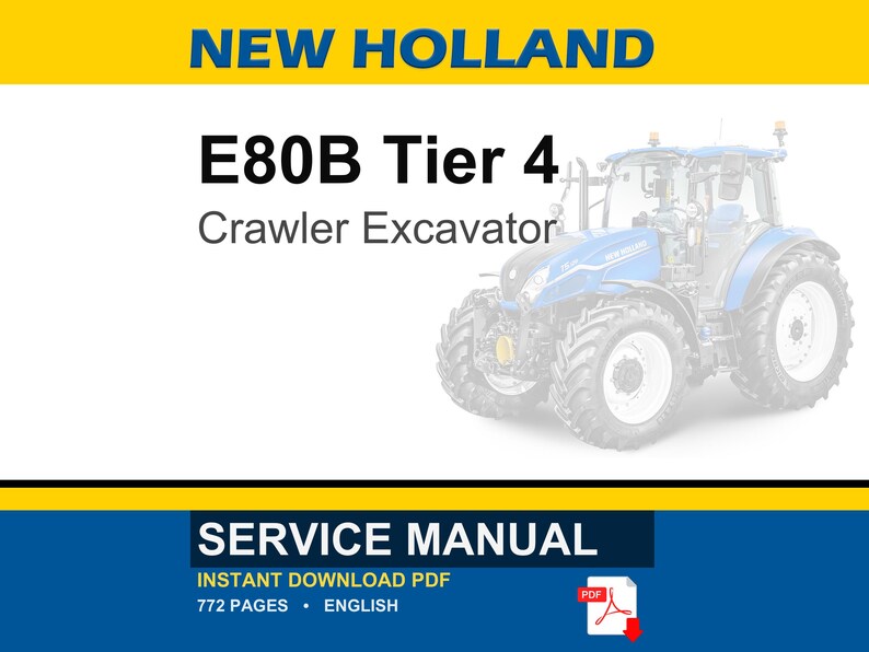 New Holland E80B Tier 4 bandgrävmaskin, service och reparation, verkstadsmanual | Direkt PDF-nedladdning bild 1
