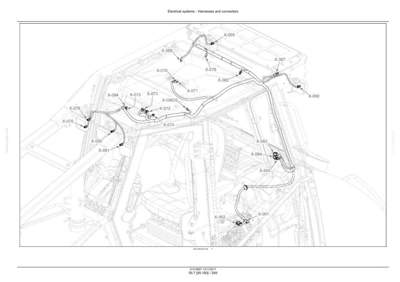 May include: Diagram of electrical systems, harnesses, and connectors. The image shows a detailed technical illustration with labels like X-079 and X-088. The drawing is in black and white, showcasing the internal wiring of a vehicle or machine.