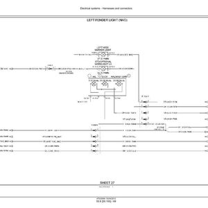May include: Diagram of the electrical system for the left fender light, labeled "LEFT FENDER LIGHT (NAD)". The diagram includes wiring, connectors, and text labels. Sheet 27 is visible at the bottom.