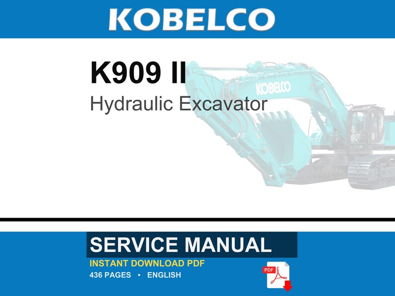 Manual de servicio y reparación para la excavadora hidráulica Kobelco K909 II / Descarga instantánea en PDF imagen 1