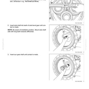 May include: Diagram of a wheel hub installation for MT-L 3085 II / MT-L 3095 II models. The image shows step-by-step instructions with measurements in inches and diagrams of the axle bevel gear and sun gear shaft assembly.