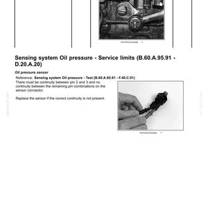 May include: A technical document page titled Power Production - Lubrication System, featuring a table for oil pressure sensor torque specifications of 23 Nm or 18 lb ft, and a diagram showing a black oil pressure sensor with a connector.