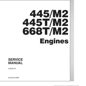 Puede incluir: Un manual de servicio blanco para motores New Holland. La portada muestra el logotipo de New Holland y los n&uacute;meros de modelo de motor: 445/M2, 445T/M2 y 668T/M2. Tambi&eacute;n se ve el texto "Engines" y "Service Manual".