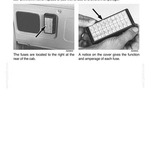 May include: Diagram of a vehicle's electrical system, highlighting the location of fuses. The image includes text instructions: "FUSES", "IMPORTANT: Before proceeding to replace a fuse, turn the starter switch key to OFF."
