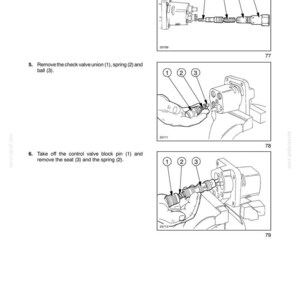 May include: Diagram from a manual showing hydraulic system components. The image includes detailed illustrations of valves, springs, and pins, with numbered labels for each part. Text at the top reads "SECTION 35 - HYDRAULIC SYSTEM - CHAPTER 1".