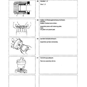 Puede incluir: Diagrama t&eacute;cnico con instrucciones para la instalaci&oacute;n de un grupo rotatorio. La imagen incluye ilustraciones detalladas de componentes mec&aacute;nicos, con etiquetas y pasos numerados. El texto en ingl&eacute;s y alem&aacute;n proporciona orientaci&oacute;n para el montaje y la reparaci&oacute;n.